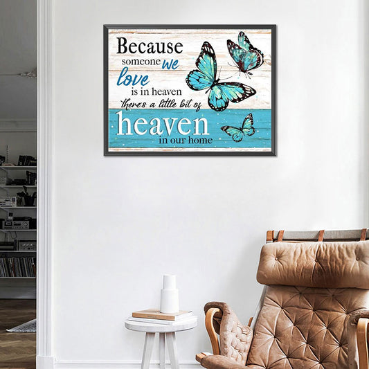 Butterfly Text Illustration - Full Round Drill Diamond Painting 50*40CM