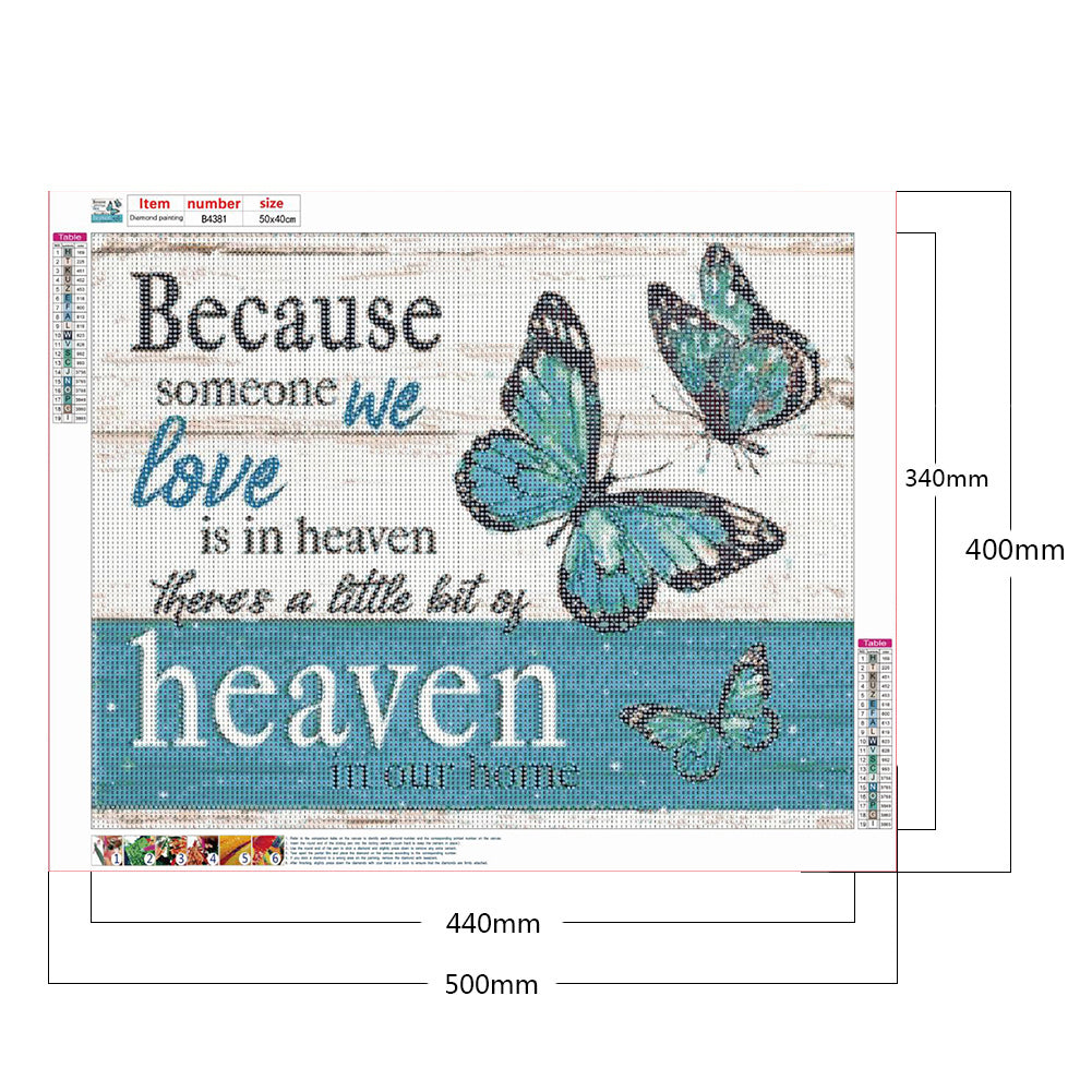 Butterfly Text Illustration - Full Round Drill Diamond Painting 50*40CM