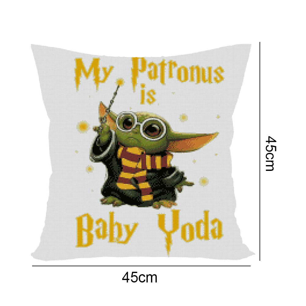 Cross Stitch Pillow Case 11CT Yoda Stamped DIY Embroidery Printed Cover