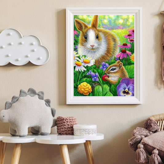 Squirrel And Rabbit - Full Square Drill Diamond Painting 30*40CM
