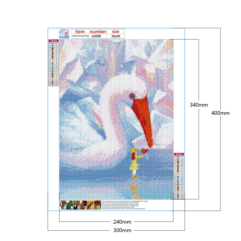 Swan - Full Round Drill Diamond Painting 30*40CM