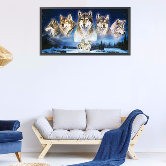 Wolf Pack - Full Round Drill Diamond Painting 80*40CM
