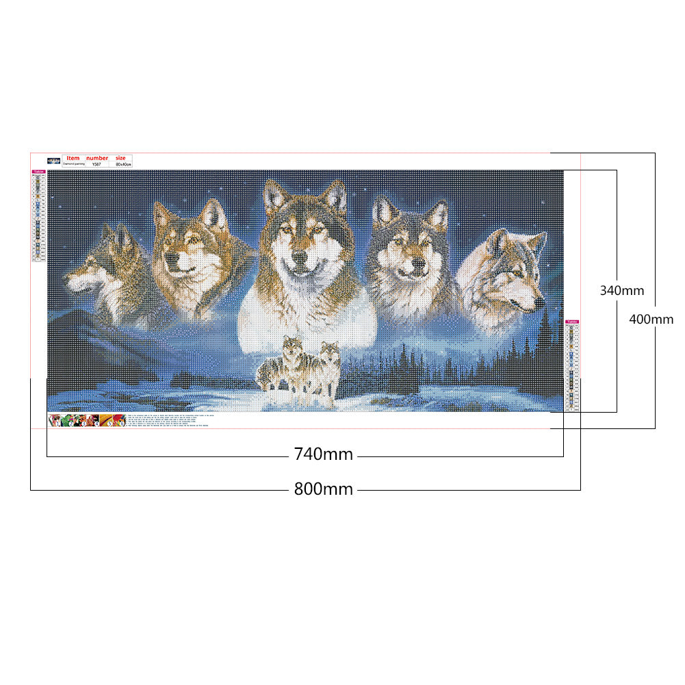 Wolf Pack - Full Round Drill Diamond Painting 80*40CM