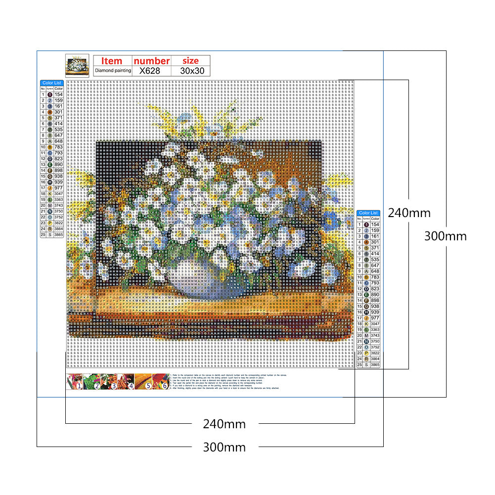 Oil Painting Flowers - Full Round Drill Diamond Painting 30*30CM