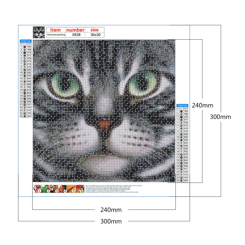 Big Face Cat - Full Round Drill Diamond Painting 30*30CM