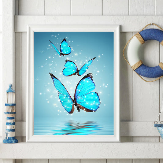 Crystal Blue Butterfly - Full Square Drill Diamond Painting 30*40CM