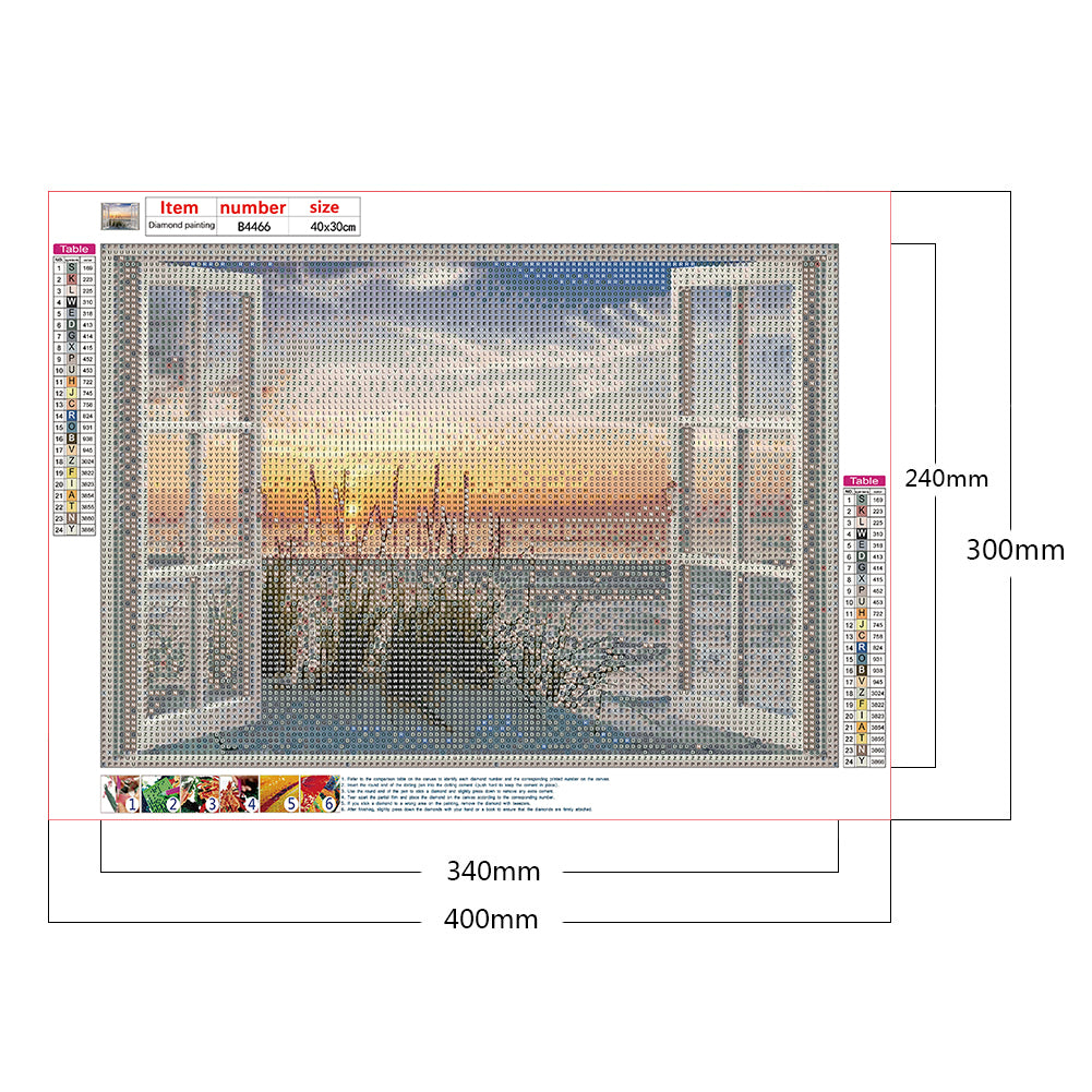 Beach Outside The Window - Full Round Drill Diamond Painting 40*30CM