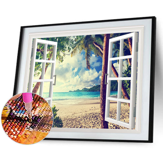Beach Outside The Window - Full Round Drill Diamond Painting 40*30CM