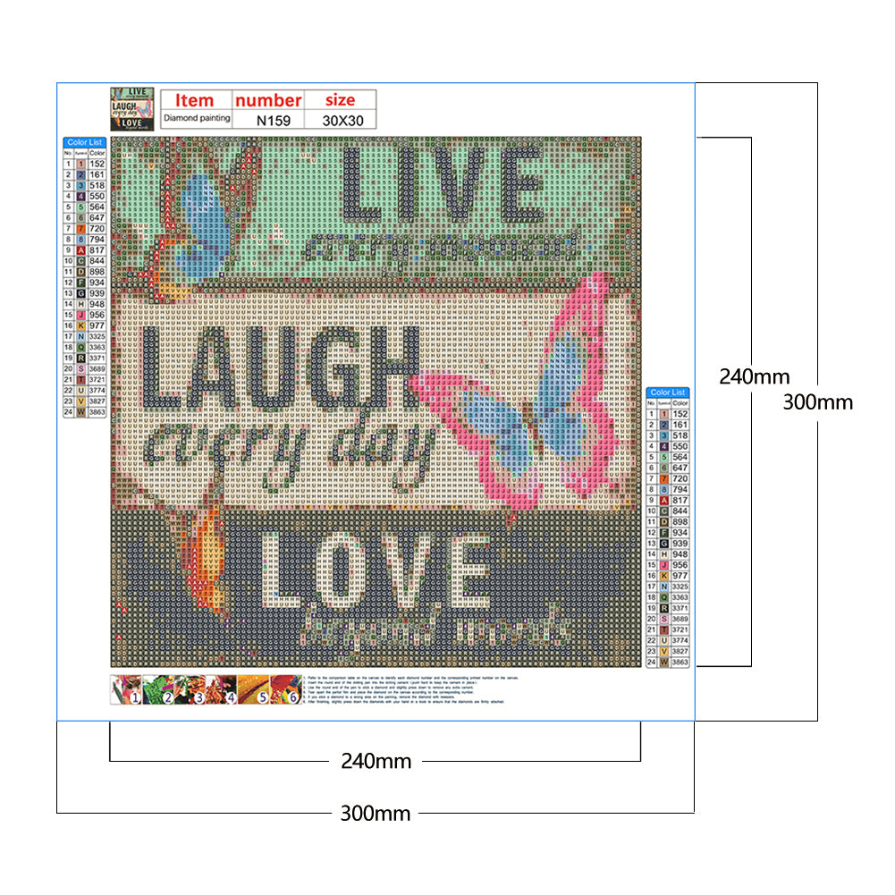 Butterfly English Calligraphy And Painting - Full Square Drill Diamond Painting 30*30CM