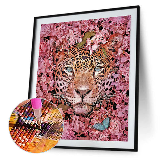 Cheetah And Flower - Full Round Drill Diamond Painting 30*40CM