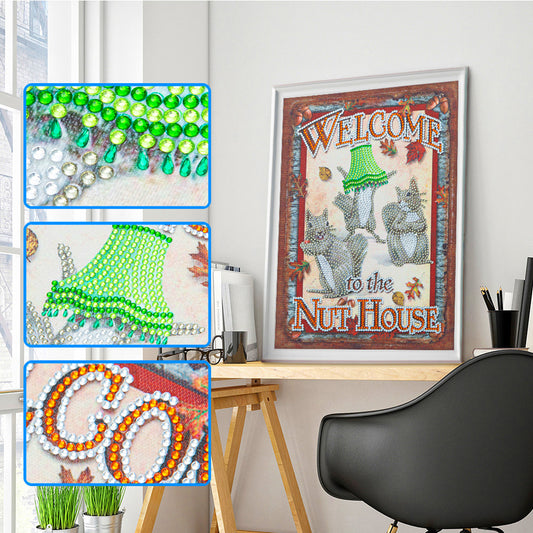 Squirrel Calligraphy - Special Shaped Drill Diamond Paiting 30*40CM