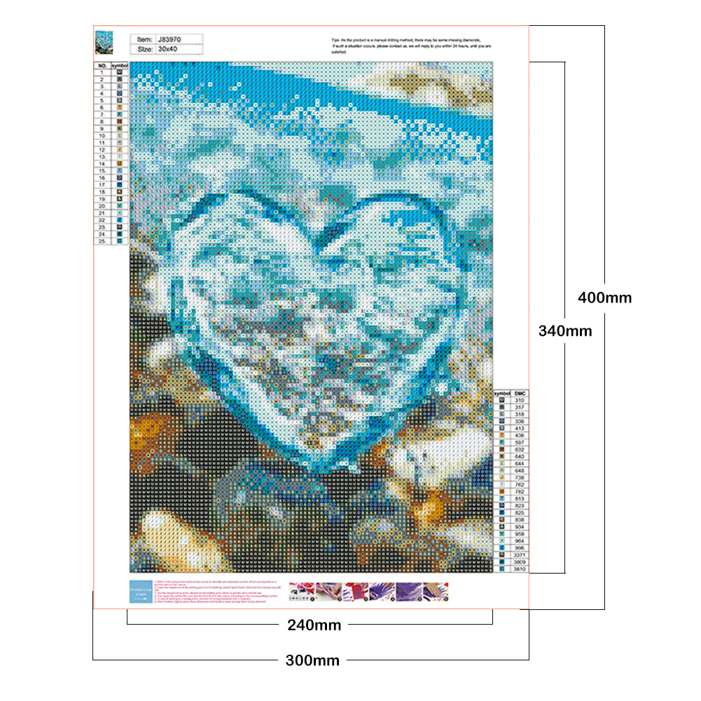 Water Blue Love - Full Round Drill Diamond Painting 30*40CM