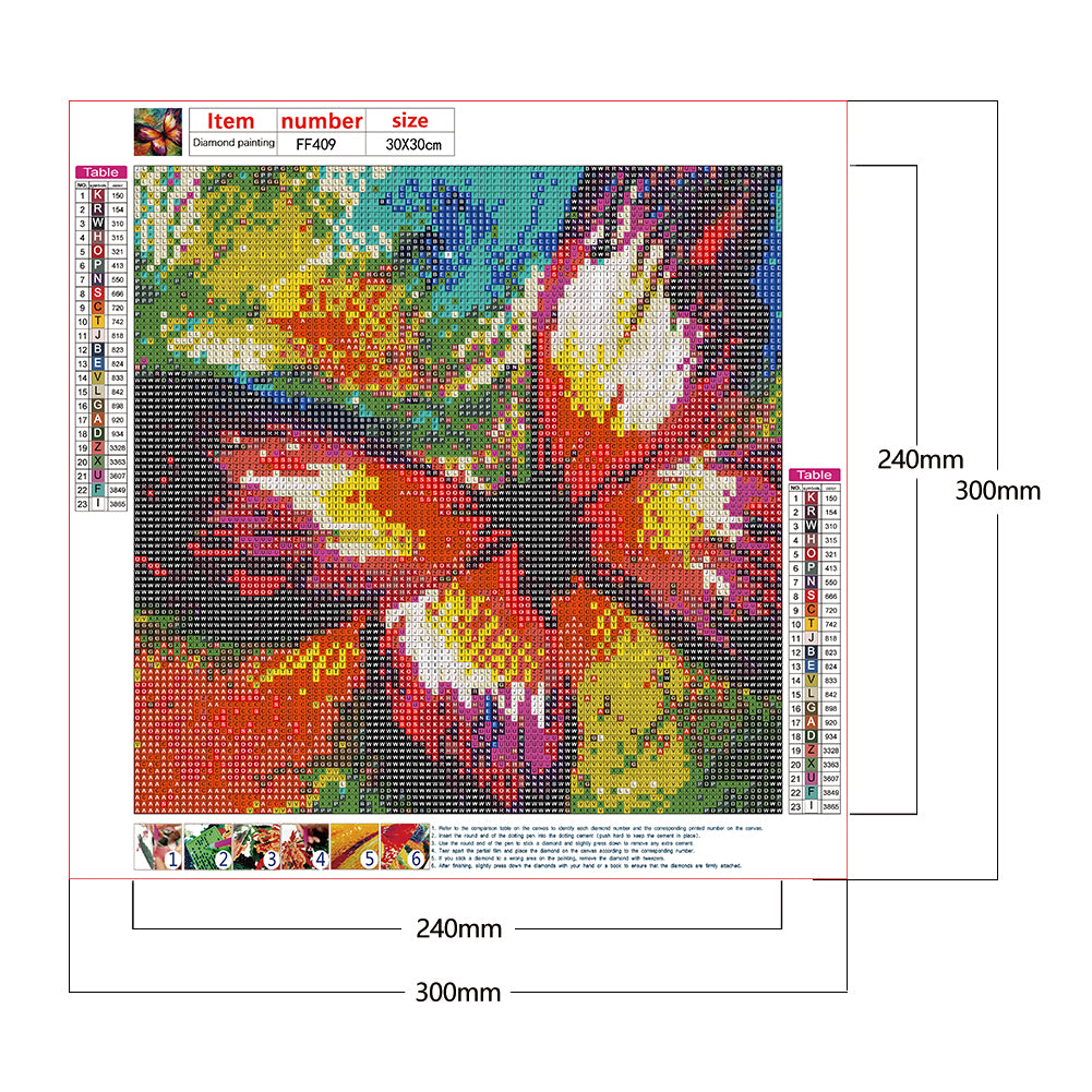 Butterfly - Full Square Drill Diamond Painting 30*30CM