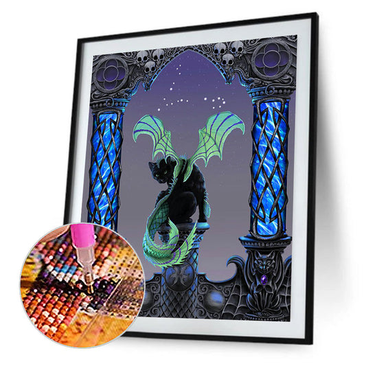 Cat On Pole - Full Round Drill Diamond Painting 30*40CM