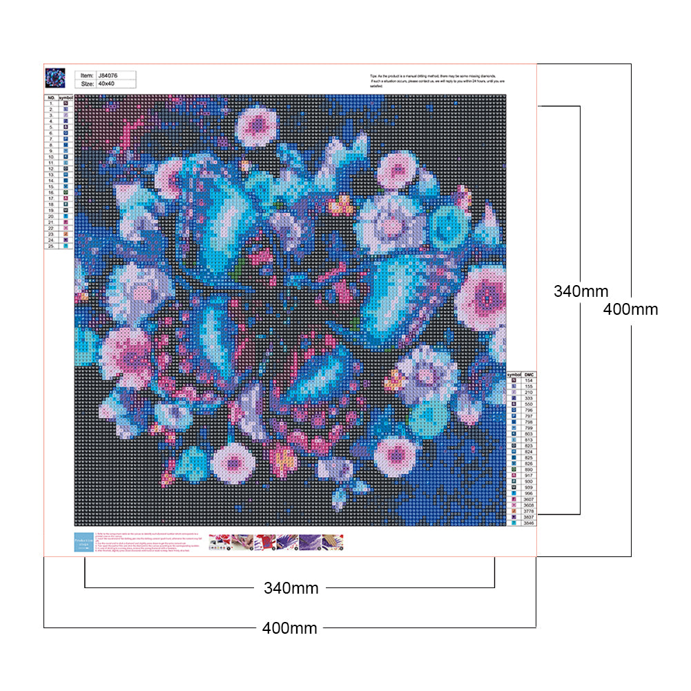 Purple Flower Butterfly - Full Round Drill Diamond Painting 40*40CM