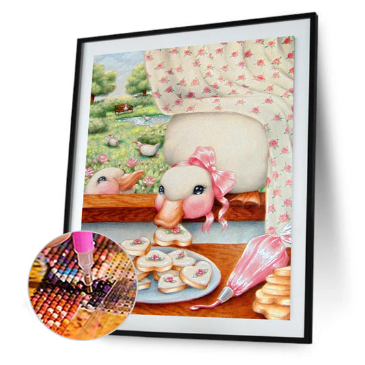 Pink Big White Goose - Full Round Drill Diamond Painting 30*40CM