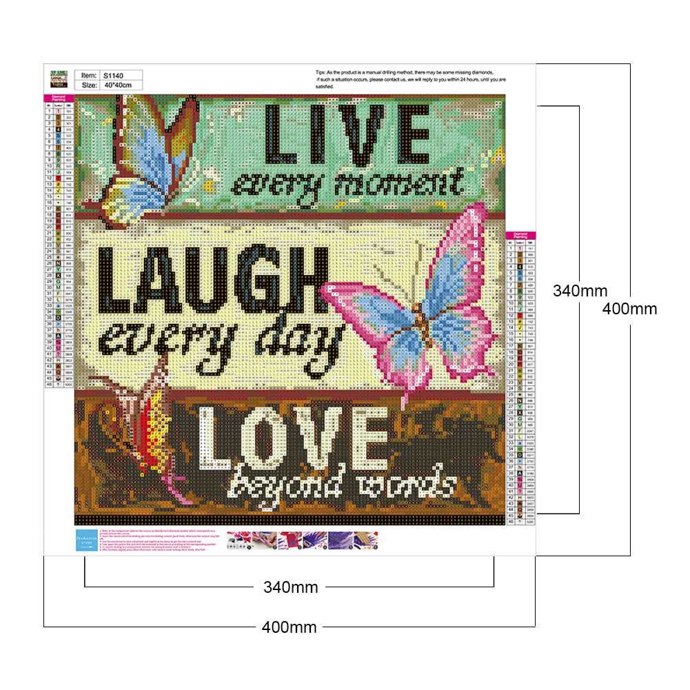 Butterfly In English - Full Round Drill Diamond Painting 40*40CM