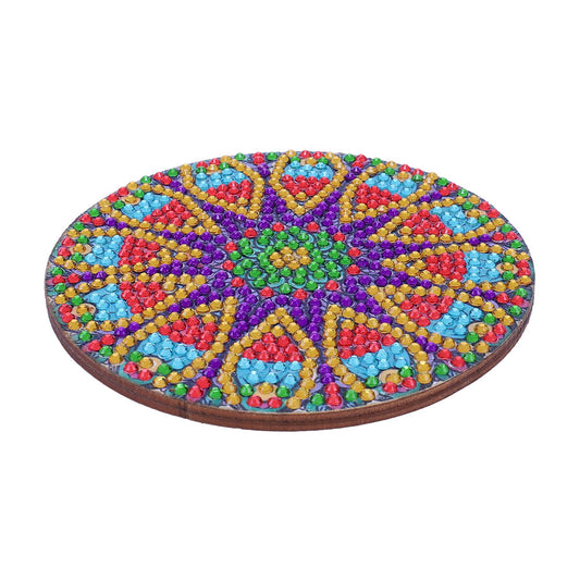 5D DIY Diamond Painting Mandala Wooden Round Coaster Cup Cushion Placemat
