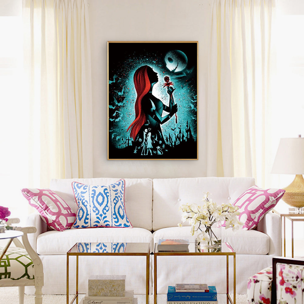 Weird City Night Silhouette Drawing - Full Square Drill Diamond Painting 30*40CM