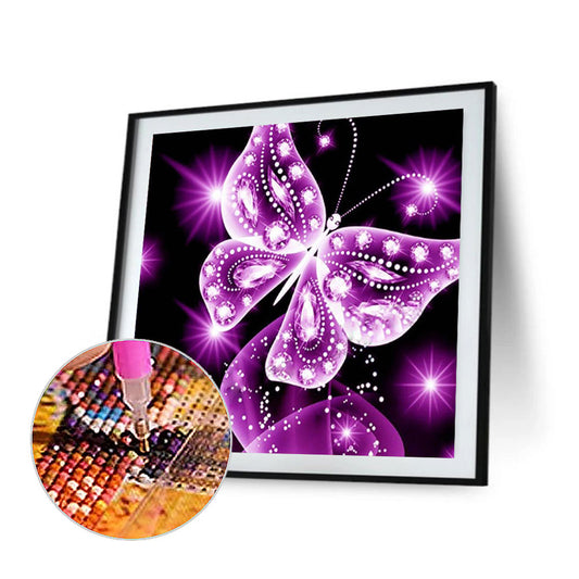 Purple Butterfly - Full Square Drill Diamond Painting 40*40CM