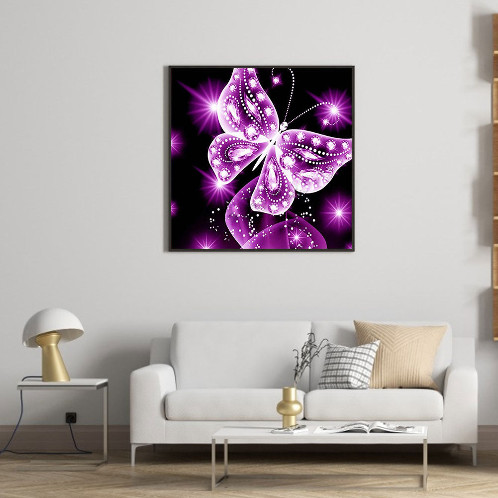 Purple Butterfly - Full Square Drill Diamond Painting 40*40CM