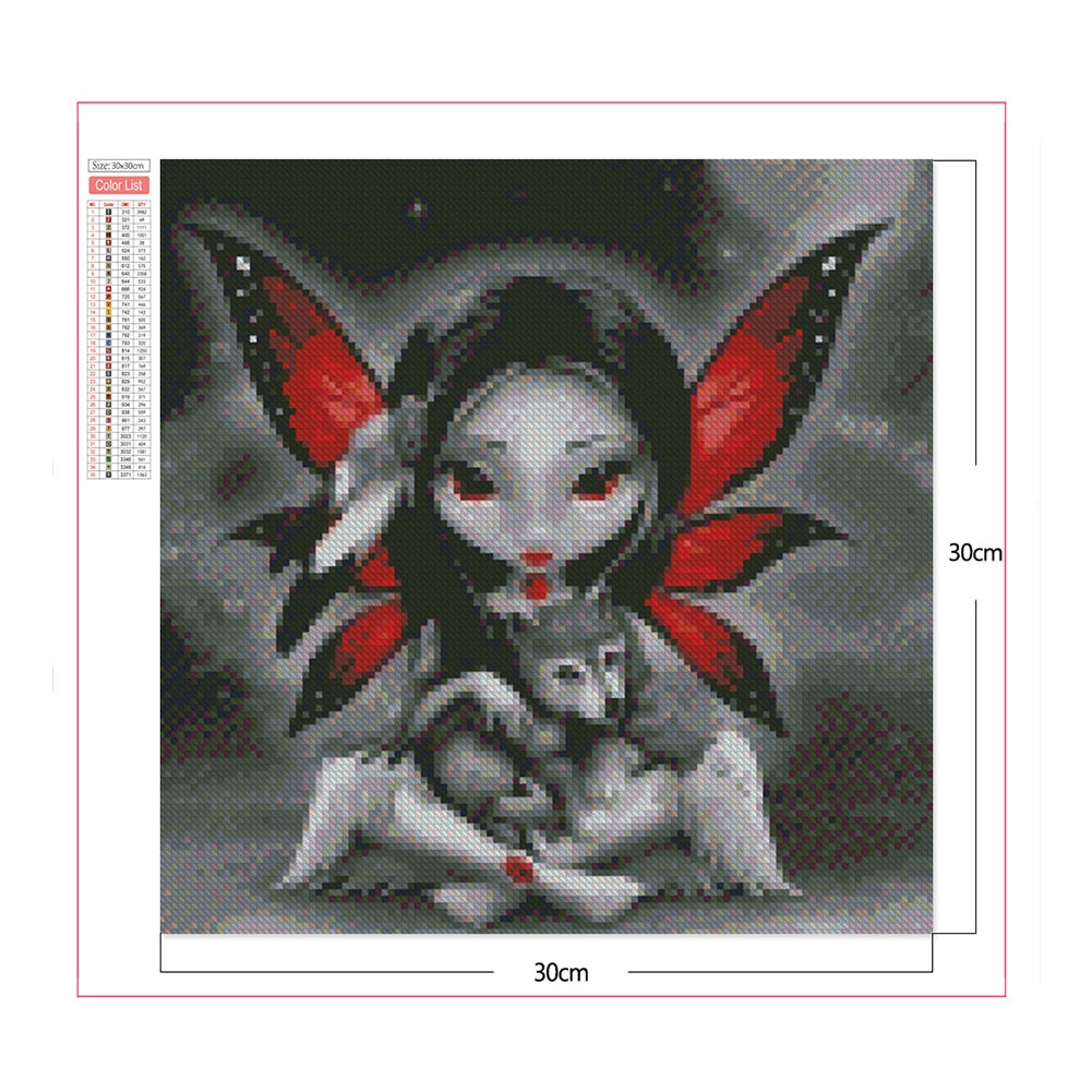 Wolf And Butterfly Girl - Full Square Drill Diamond Painting 30*30CM