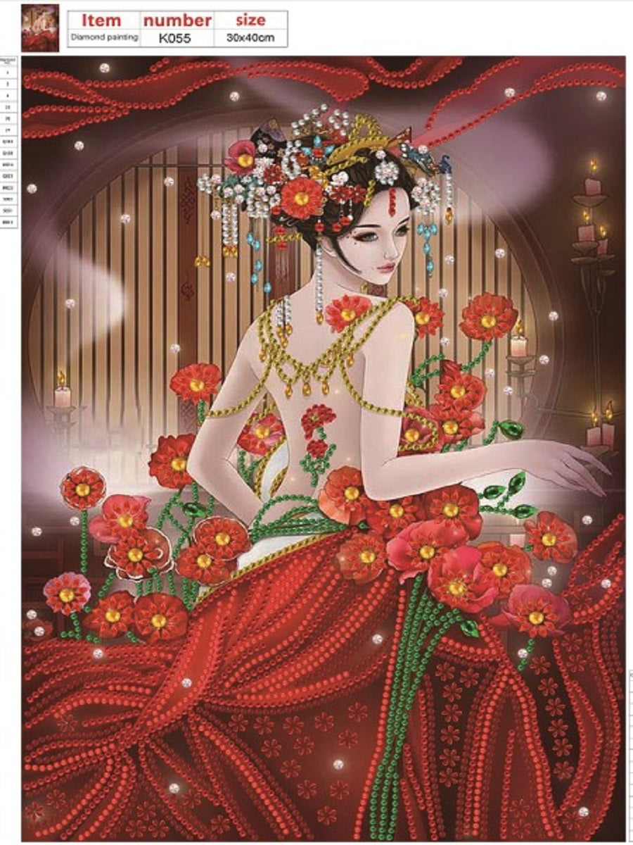 Chinese Style Beauty - Special Shaped Drill Diamond Paiting 30*40CM