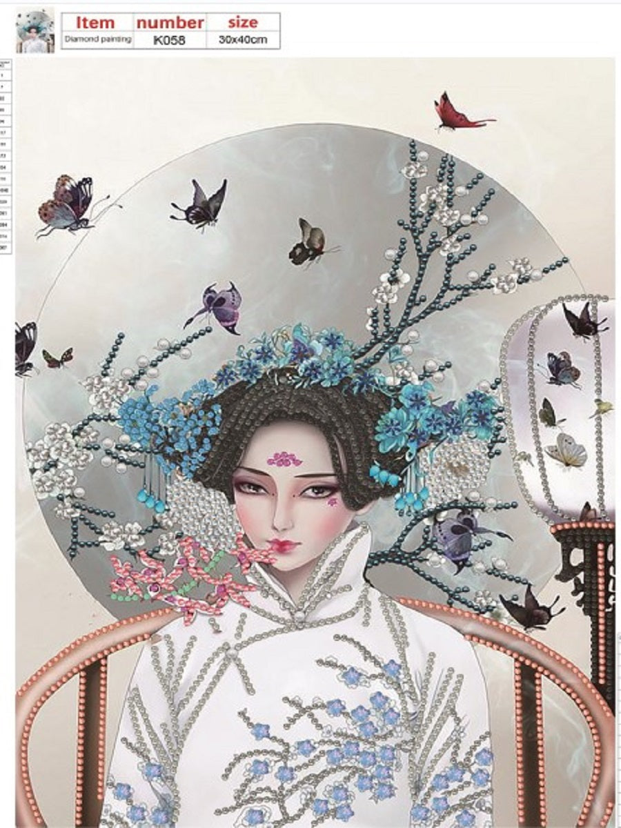 Chinese Style Beauty - Special Shaped Drill Diamond Paiting 30*40CM