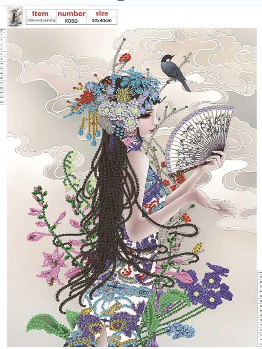 Chinese Style Beauty - Special Shaped Drill Diamond Paiting 30*40CM