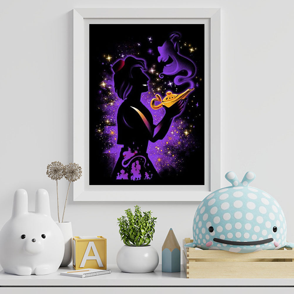 Disney Aladdin Lamp Silhouette - Full Round Drill Diamond Painting 50*60CM