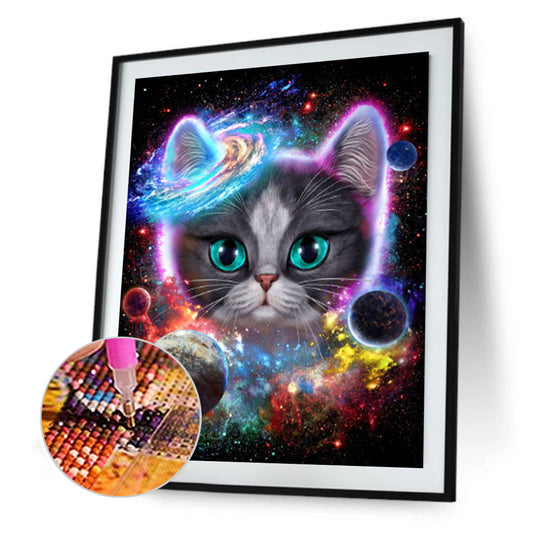 Cat In Galactic Universe - Full Square Drill Diamond Painting 30*40CM