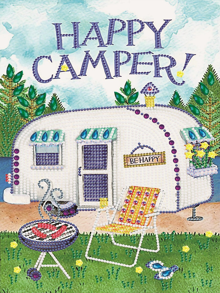 Happy Camping Bus - Special Shaped Drill Diamond Paiting 30*40CM