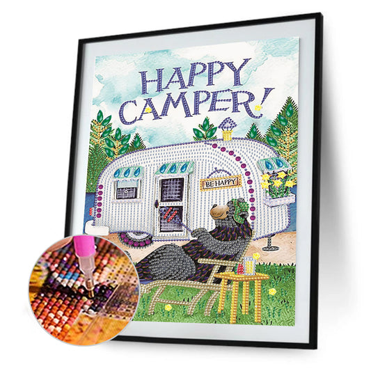 Happy Camping Bus - Special Shaped Drill Diamond Paiting 30*40CM