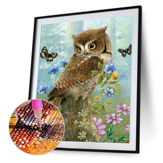 Butterfly Owl - Full Round Drill Diamond Painting 40*50CM