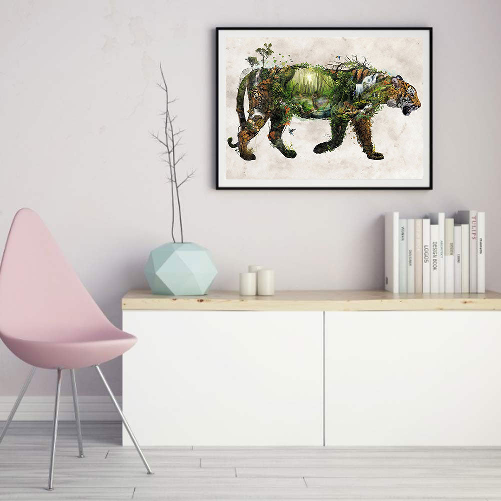 Tiger Forest - Full Round Drill Diamond Painting 60*50CM