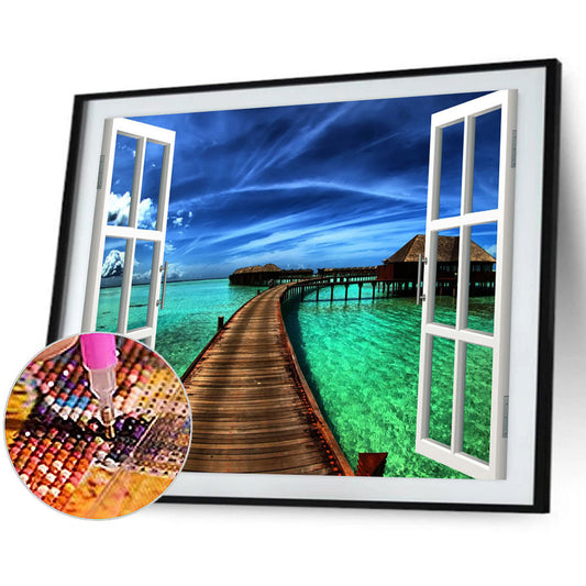 Sea ??Boardwalk - Full Round Drill Diamond Painting 40*30CM