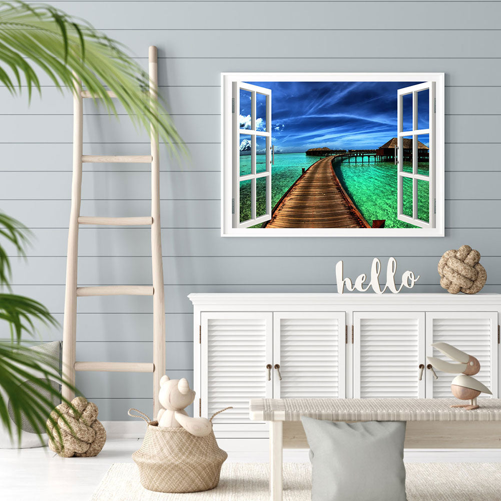 Sea ??Boardwalk - Full Round Drill Diamond Painting 40*30CM