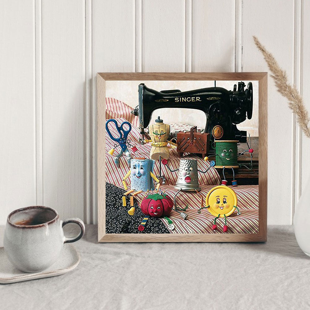 Retro Sewing Machine - Full Round Drill Diamond Painting 50*50CM