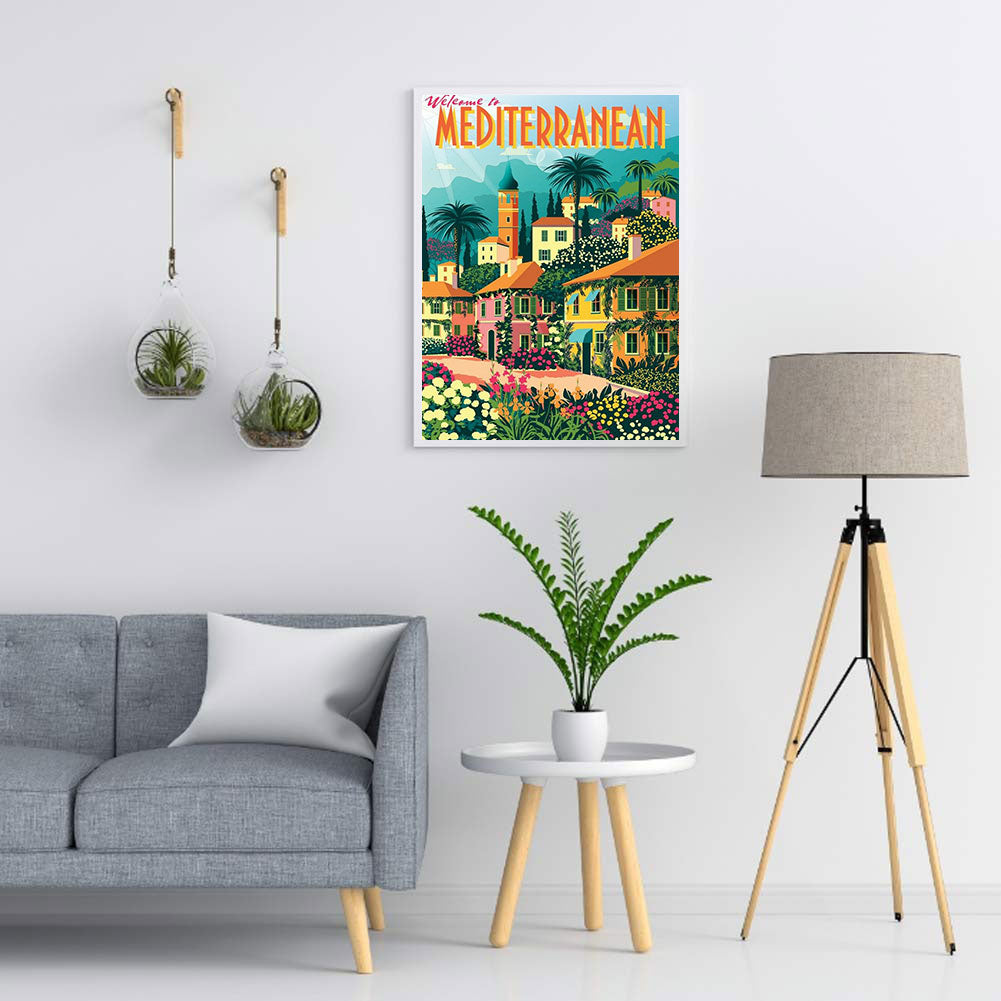 Mediterranean Romantic Landscape Retro - Full Round Drill Diamond Painting 30*40CM