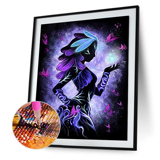Silhouette Flower Princess - Full Round Drill Diamond Painting 50*60CM
