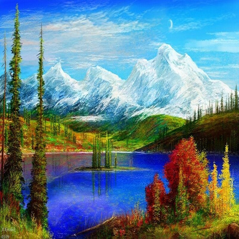 Landscape - Full Round Drill Diamond Painting 30*30CM