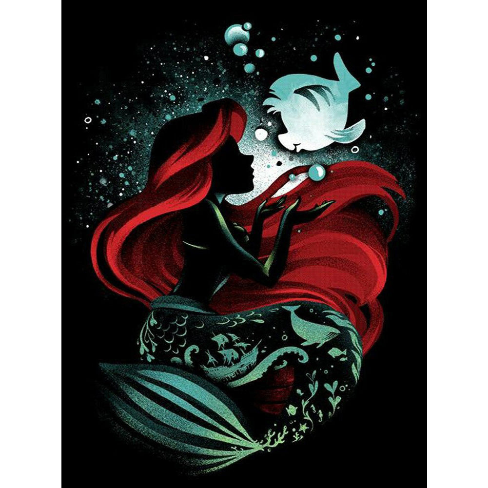 Silhouette Mermaid - Full Round Drill Diamond Painting 50*60CM