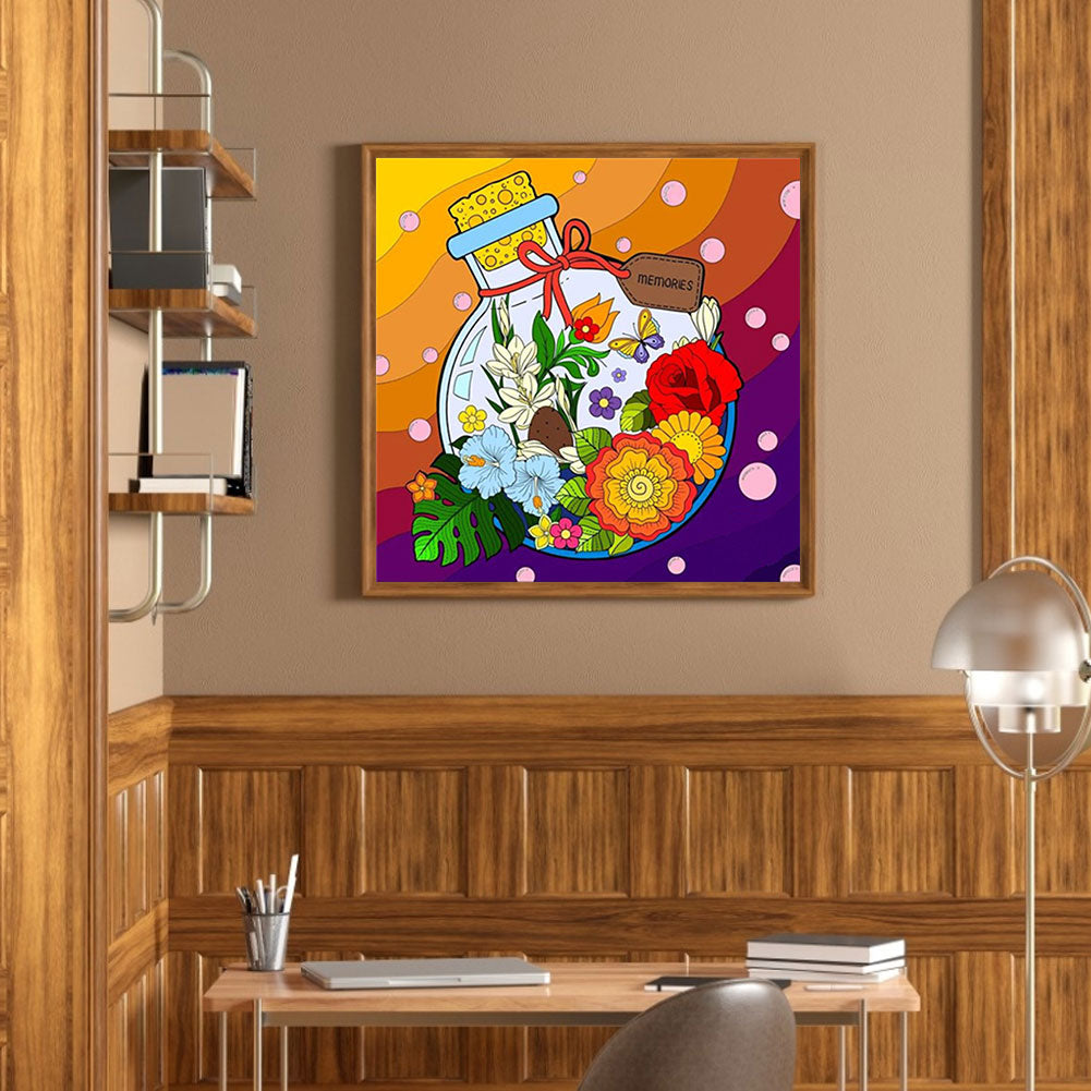 Colorful Flower Bottle - Full Round Drill Diamond Painting 30*30CM