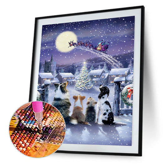 Christmas Cats And Dogs - Full Round Drill Diamond Painting 30*40CM
