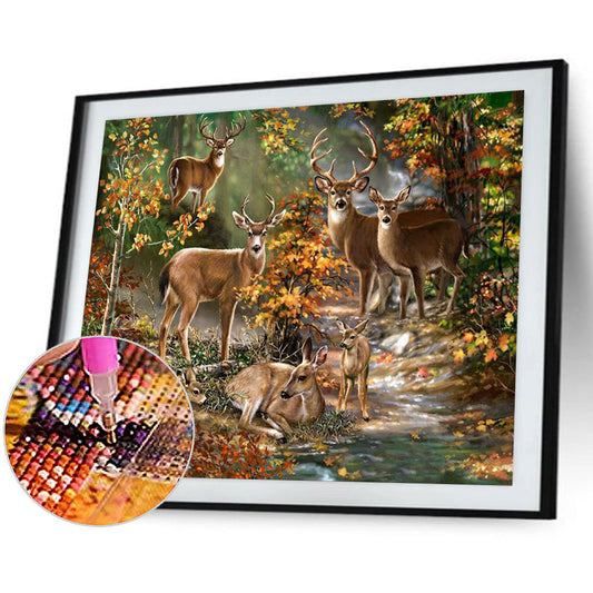 Elk - Full Round Drill Diamond Painting 60*50CM