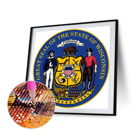 Wisconsin Coat Of Arms - Full Round Drill Diamond Painting 40*40CM