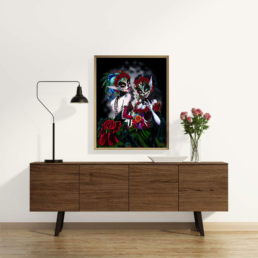 Skeleton Woman - Full Round Drill Diamond Painting 30*40CM