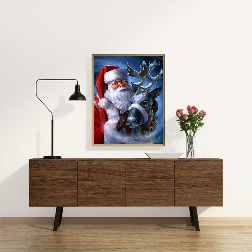 Santa And Elk - Full Round Drill Diamond Painting 30*40CM