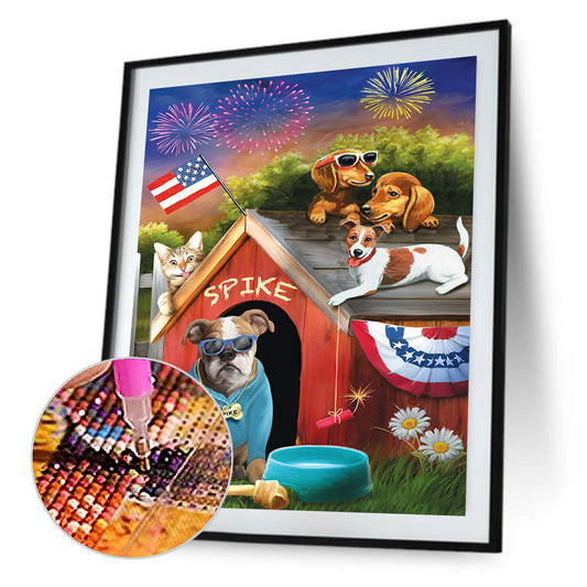 Party Of Puppies - Full Round Drill Diamond Painting 50*60CM