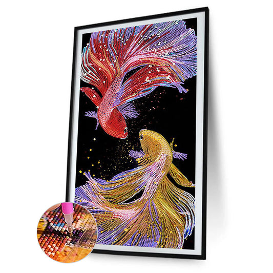 Koi Fish 30*60CM(Canvas) Special Shaped Drill Diamond Paiting